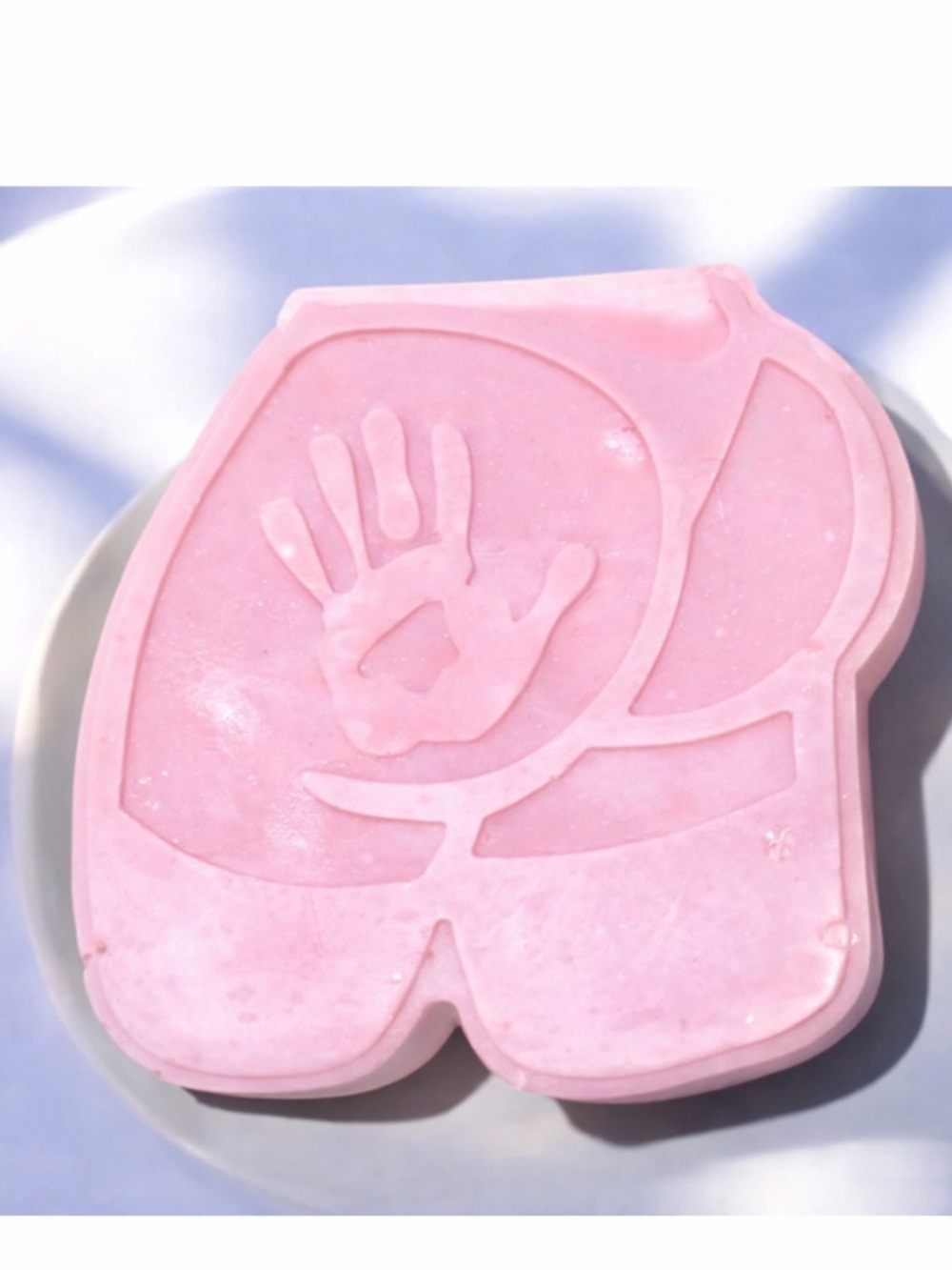Jasmine rose soap butt print handmade 5x5in 10oz goat milk based